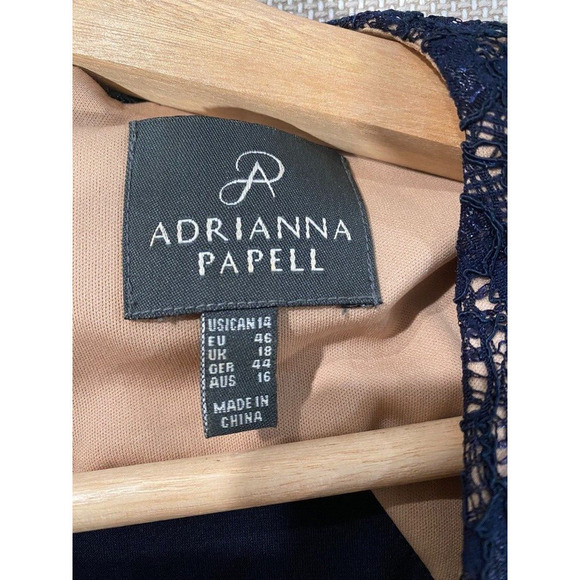 Adrianna Papell - Nordstrom Navy with lace bodycon dress women's size 14 - Picture 4 of 5
